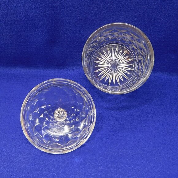 Vintage Biscuit Candy Jar Domed Lid Heavy Pressed Diamond Shape Glass 6" - Picture 3 of 8